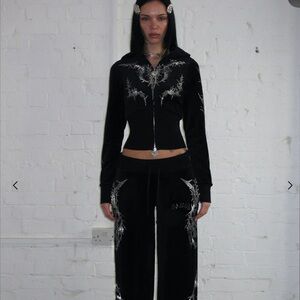 Named Collective Curse Rhinestone Velour Hoodie